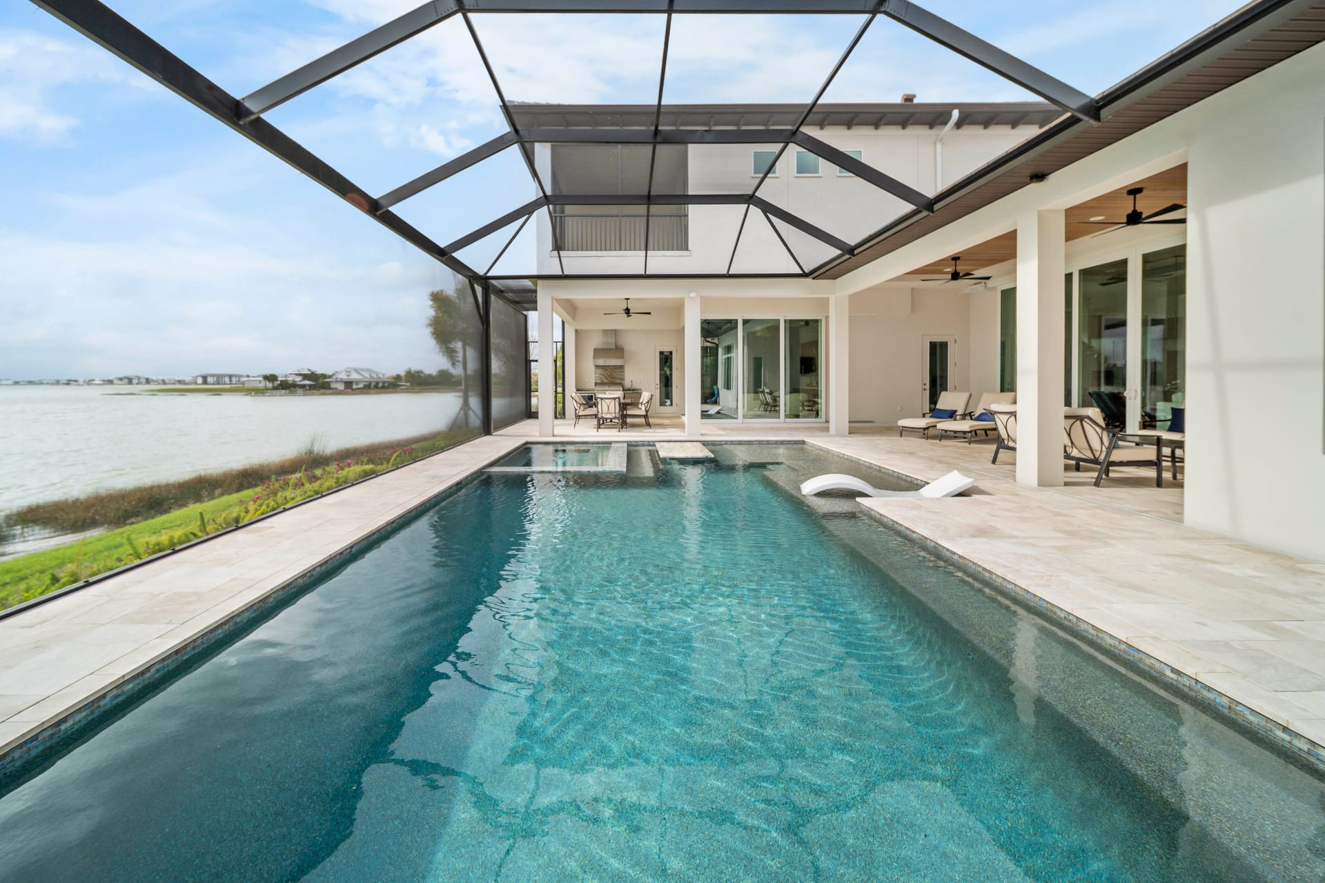 Completed Swim Inc. free-form custom pool in Casey Key, Sarasota - finished project after construction phase